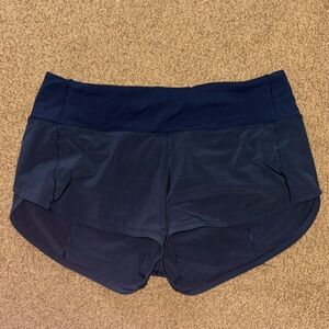 Navy blue lululemon speed up shorts low rise size 4!!